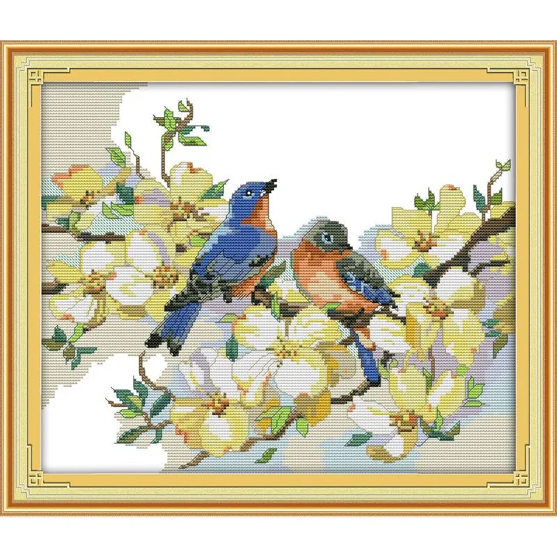 

Singing Birds and Fragrant Flowers (2) DMC China Cross Stitch 14CT 11CT DIY Needlework Counted Cross stitch Kits For Embroidery