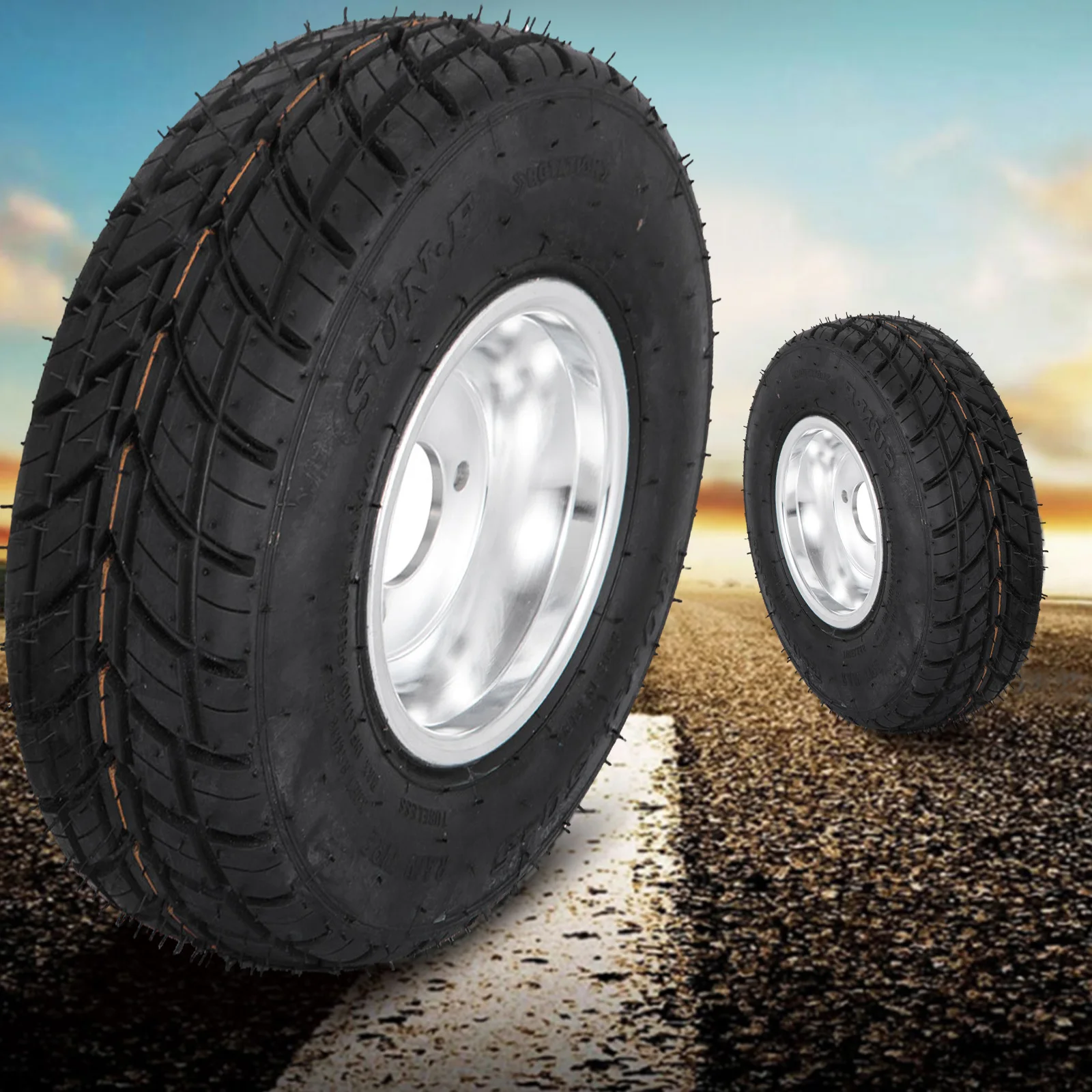 Go Kart Wheels Go Kart Rain Tires Set of 4 Front and Rear Drift Thrike