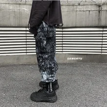 XY28 PADEGAO осенние черные брюки карго в стиле хип-хоп модные брендовые свободные мужские брюки с карманами в уличном стиле