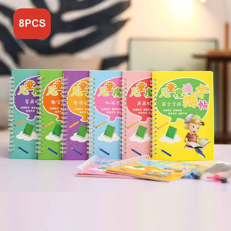 

8 Books Learning Numbers In English Painting Practice Art Book Baby Copybook For Calligraphy Writing Kids English Lettering Toy