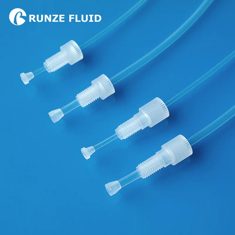 PTFE фланцевые фитинги Пластиковые трубные соединения быстрое соединение стандарт 1/4-28UNF экологически чистый материал дизайн различные варианты