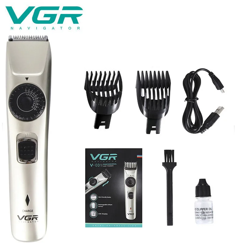 

VGR Professional Hair Clipper Trimmer Beard Trimer Grooming Kit Titanium Ceramic Blade Male Display Haircut Machine Rechargeable