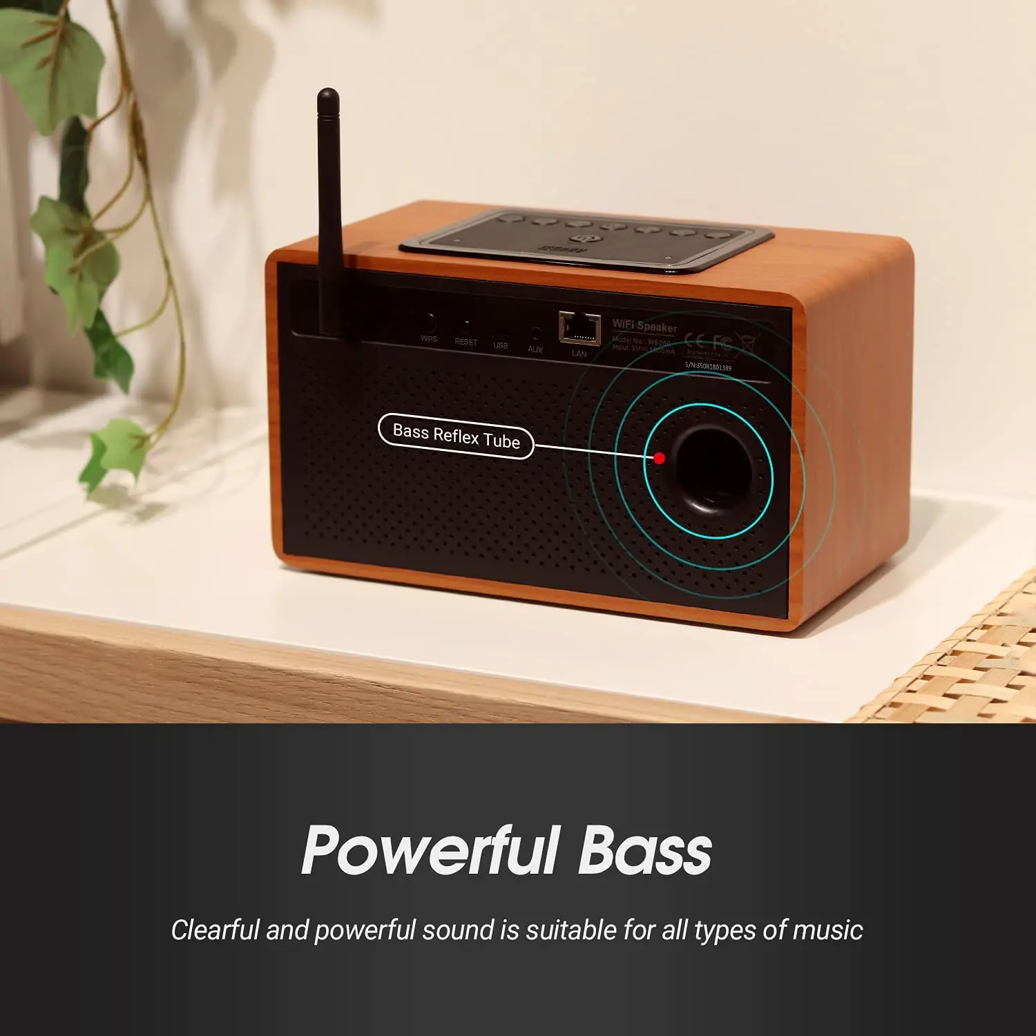 August WS350 Wireless WiFi Bluetooth Speaker with Airplay,Ethernet,DLNA for Tablets/Smartphones/Phones compatible with Spotify