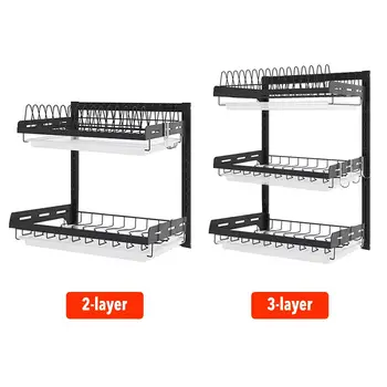 

304 Stainless Steel Kitchen Bowl Rack Tableware Cup Drainer Dish Drying Rack Kitchen Wall-mounted Storage Rack Storage Box