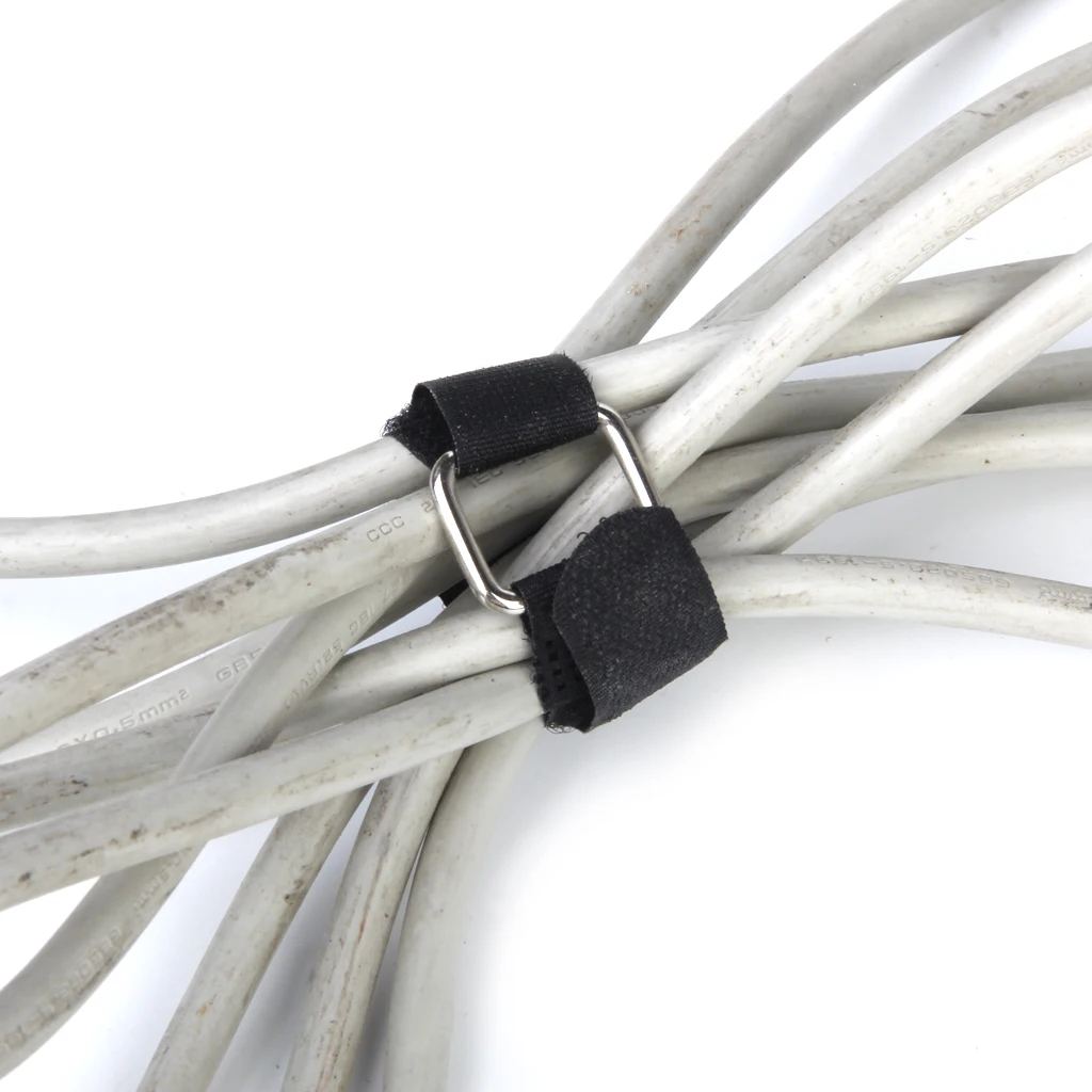 10pcs NYLON Straps Hook & Loop Fastening Tape With Buckle Cable Ties Reusable