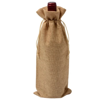 

12Pcs Durable Wine Bags Non-Woven Fabric Linen Red Wine Bottle Glass Bag Travel Pouch Gift Weddings Reusable Weddings Packaging