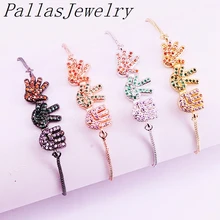 10 шт., Модные Красочные CZ цирконий микро проложить ручной скользящей цепи ювелирные браслеты для женщин девочек