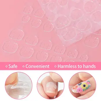 

16 Sheets Nail Art Glue Sticker Double-Sided False Nail Tips Environmentally Friendly Transparent Nail Glue