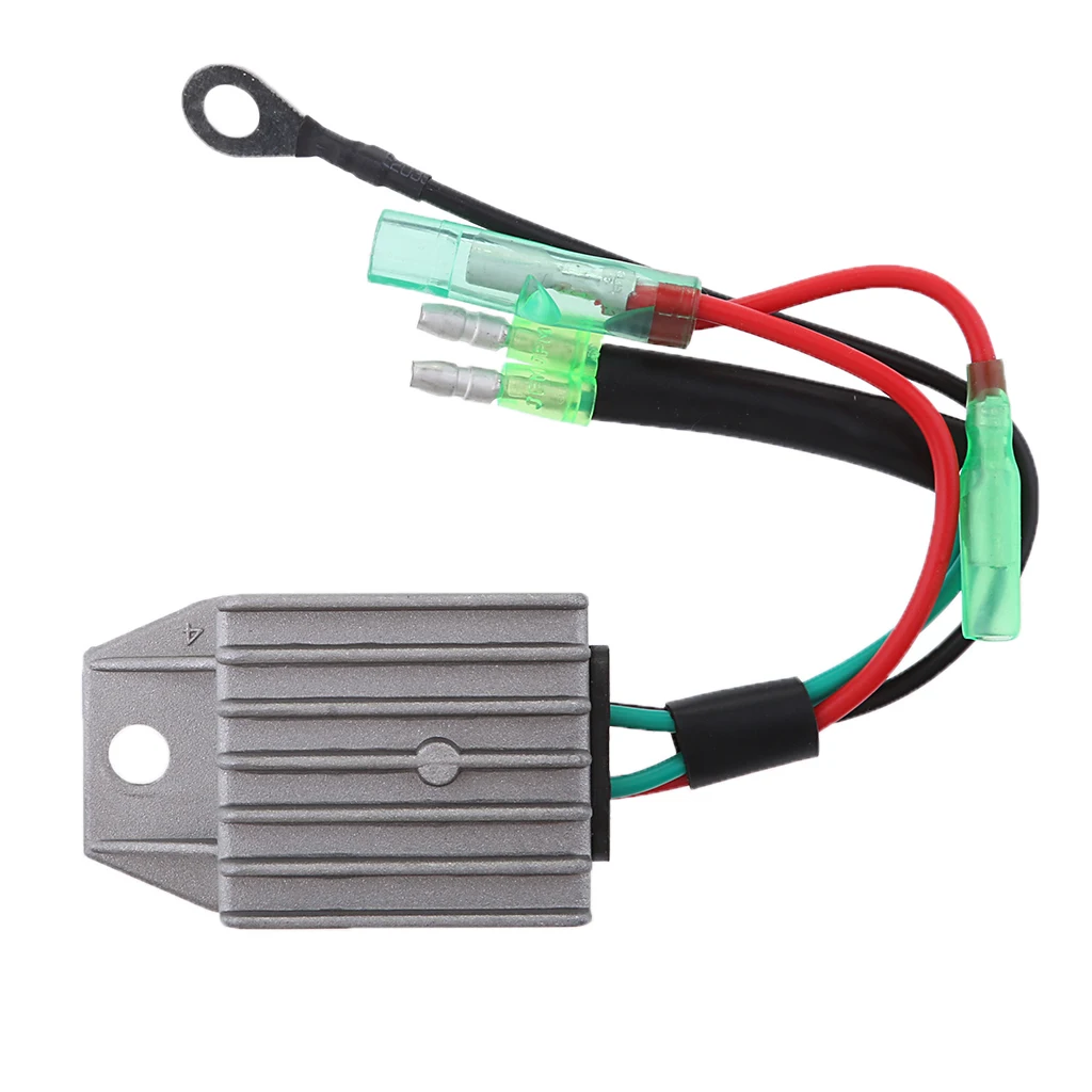 Marine Boat Outboard Voltage Regulator Rectifier Male Plug Replacement for Yamaha 15HP 2-Stroke Engines, Color Gray