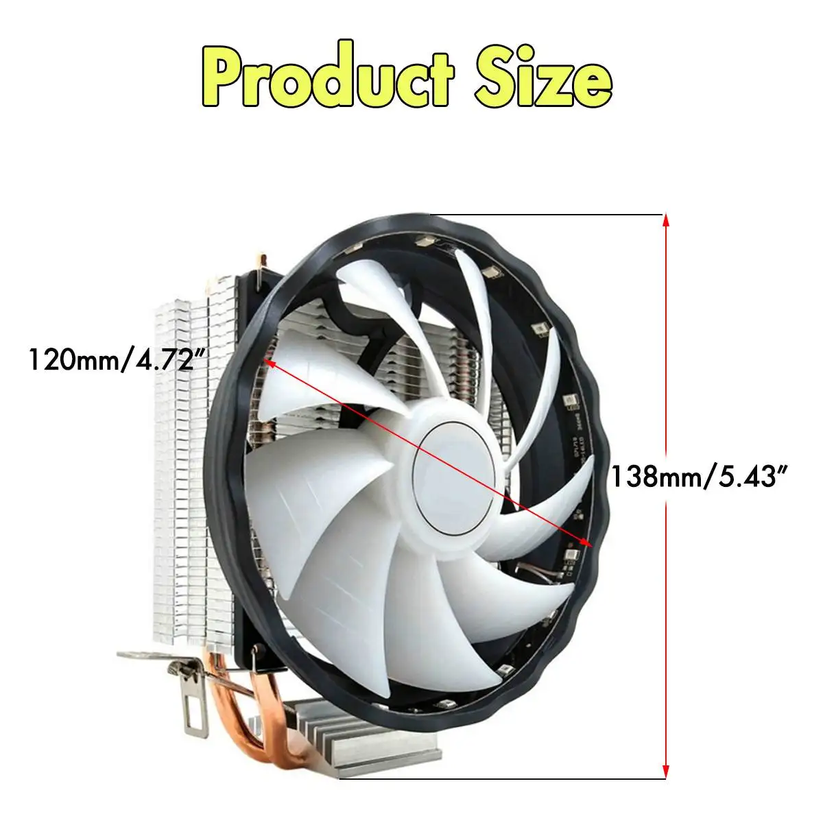 Светодиодный RGB Процессор кулер 4pin 2 Медь теплопроводов холодильник тихий охлаждающий вентилятор охлаждения радиатора для Intel разъем LGA 1156/1155/775 для AMD