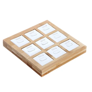 

9 Grids Bamboo Jewelry Display Ring Display Stand Holder Showcase Organizer Jewelry Holder Jewelry Organizer for Window Display