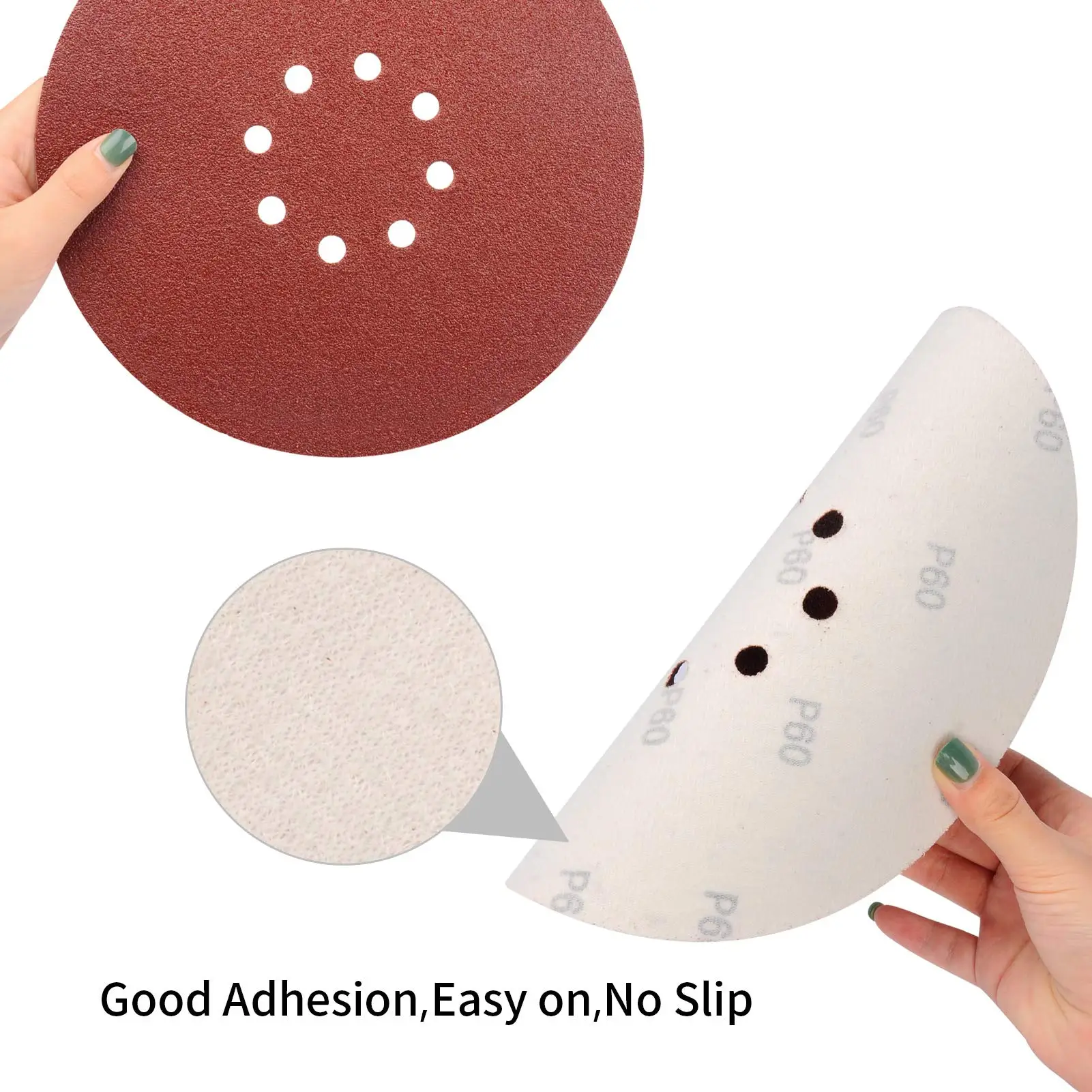 5 PCS 9 Inch 8 Hole Hook Loop Sandpaper 60-2000 Grits 225mm Abrasive Sanding Disc for Drywall Sander Wood Furniture Finishing images - 6