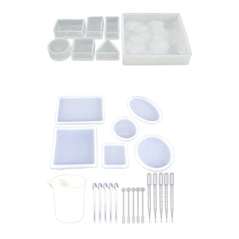 

7Pcs/Set 3D Water Ripple Silicone Mold Mould & 21 Pieces Silicone Cups and Tools Set Silicone Measuring Cups