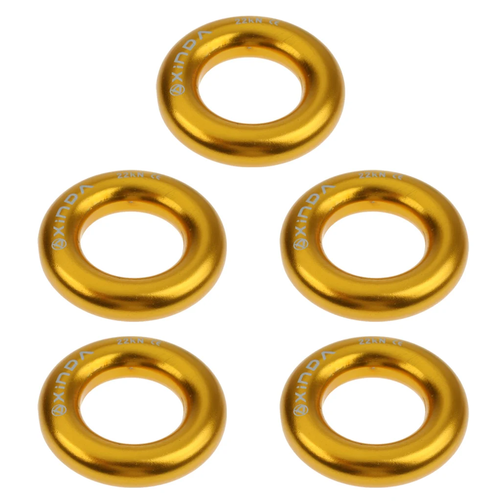 Small gold 5 шт. 22KN 4950lbs Rappel кольцо под Ключ Карабин Для дерева такелаж Belay гамак - Цвет: Small gold