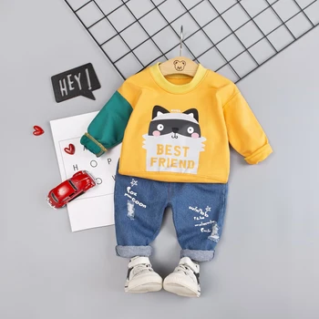 

Baby Boy Clothes 0-4T Toddler Fashion Cute Cartoon Raccoon Print Boys Sets Autumn New Sweatshirt Jeans 2 Pieces Children's Sets