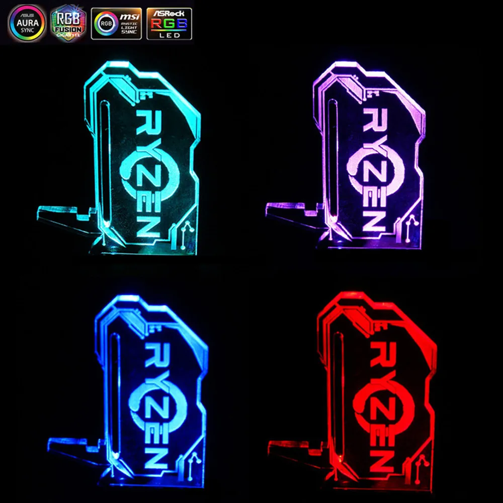 RGB Acrylic GPU Bracket multi Style Illuminated Graphics Card Bracket Chassis Belief Lamp Vertical Jack Support ASUS AURA