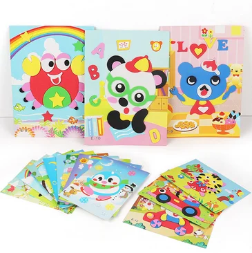 7Pcs Children 3D DIY Handmade Toys 2 Paper Plate Sticker Material 5 EVA Sticker Kids Kindergarten Art Craft Educational Toys GYH 5