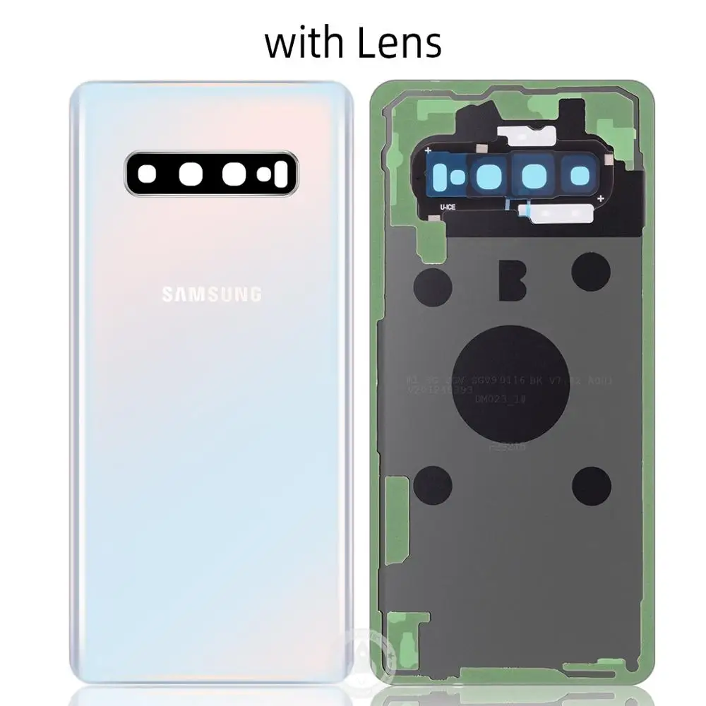 Оригинальная сменная батарея задняя крышка дверное стекло для samsung S10+ Корпус S10 Plus SM-G9750 задняя крышка чехол стеклянная задняя крышка - Цвет: White with Lens