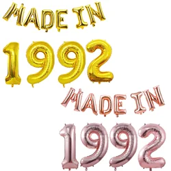 Made in 1992 Balloons for 30th Birthday 2 Color Gold and Rose 16 inch Letter 40 inch Number for Man Woman Birthday Decoration