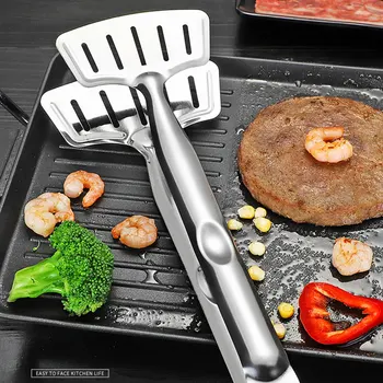 

Stainless Steel Multipurpose Fish Frying Gripper Bread Clip Fried Steak Clamp Barbecue Tongs Turner