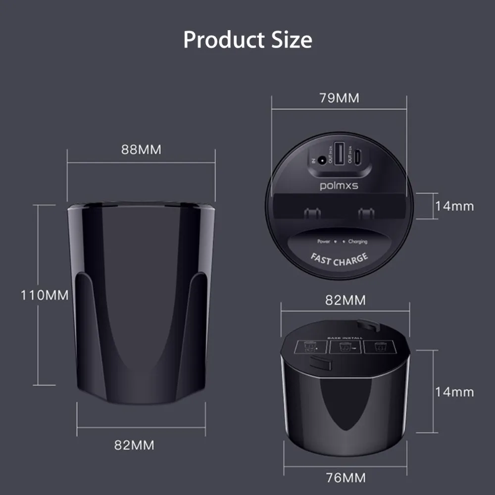 best 65w usb c charger Fast QI Car Wireless Charger Cup for iPhone 8 X Car Charger holder For Samsung Galaxy S10 S9 S8 10W Car USB Charger Cup usb c 61w