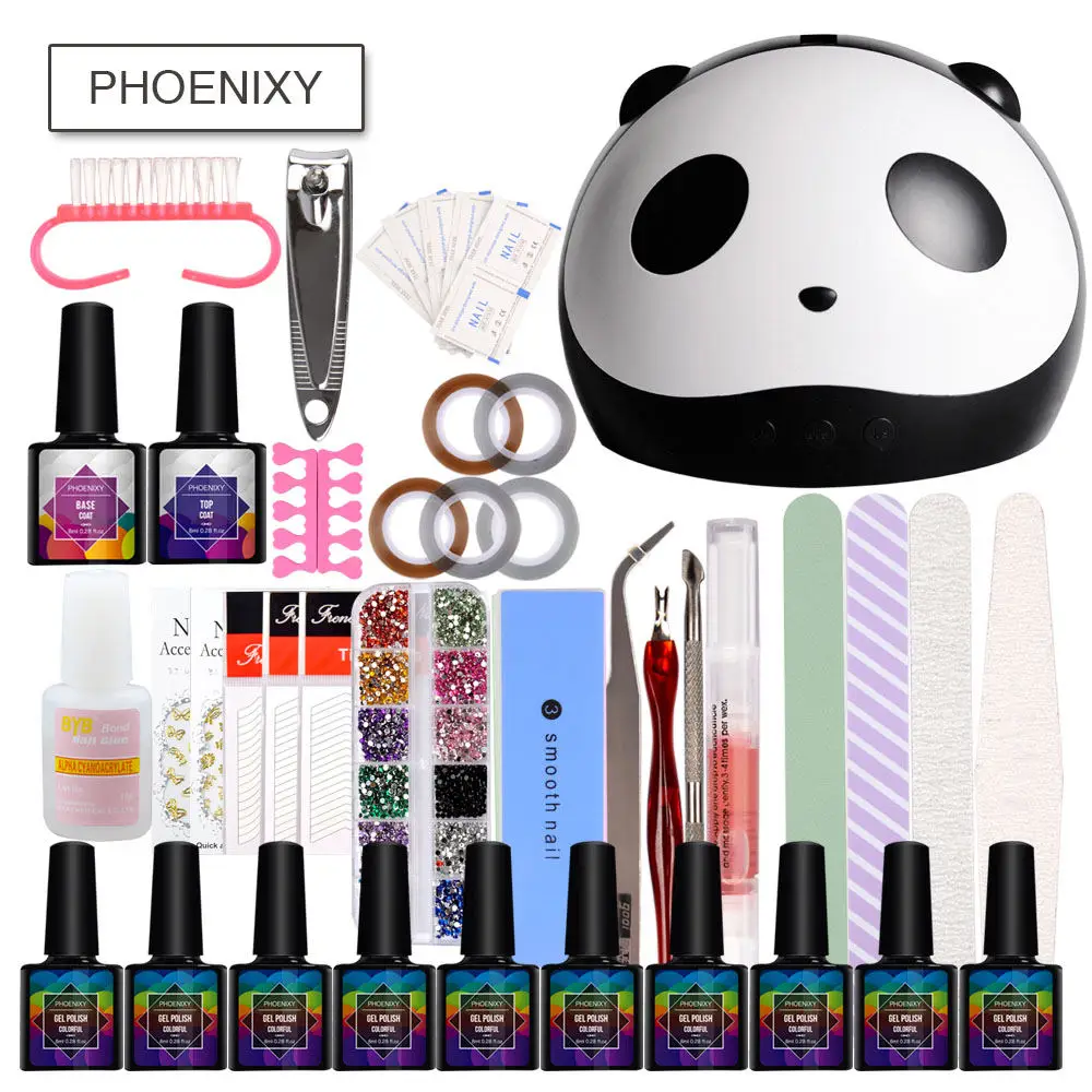 24w-10 nail polish Поли Комплект гель-лака 24/36W УФ-светодиодный светильник для 8 мл Гель-лак для ногтей комплект Гель Инструменты для маникюра Гель-лак All для маникюрного набора - Цвет: 24w-10 nail polish