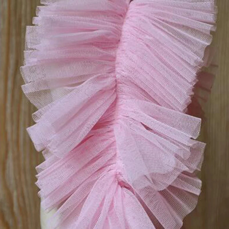 1 Yard 9CM Wide Ruffle 3D Pleated Mesh Lace Fabric Ruffle Trim DIY Collar Bubble Skirt Dress Cuffs Sewing Material