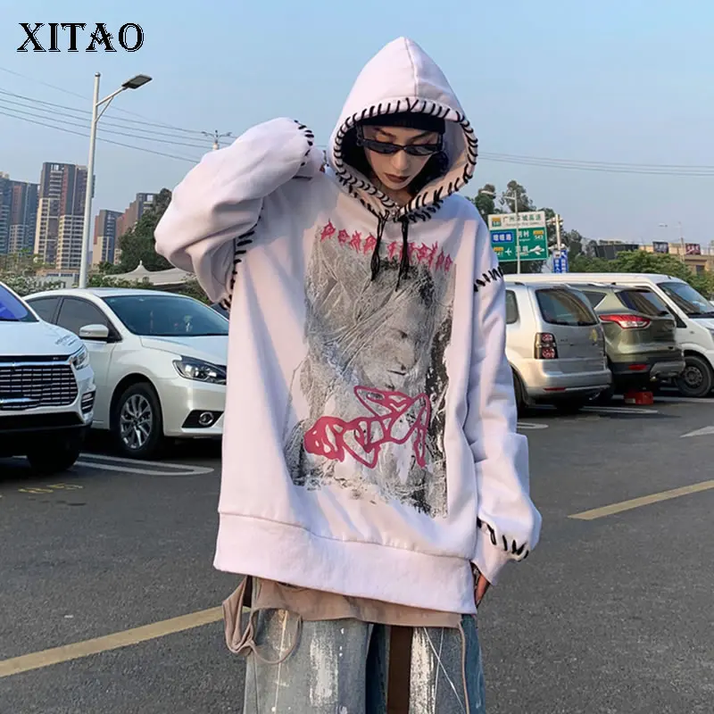 XITAO Fashion Splicing Sweatshirt Loose Pullover