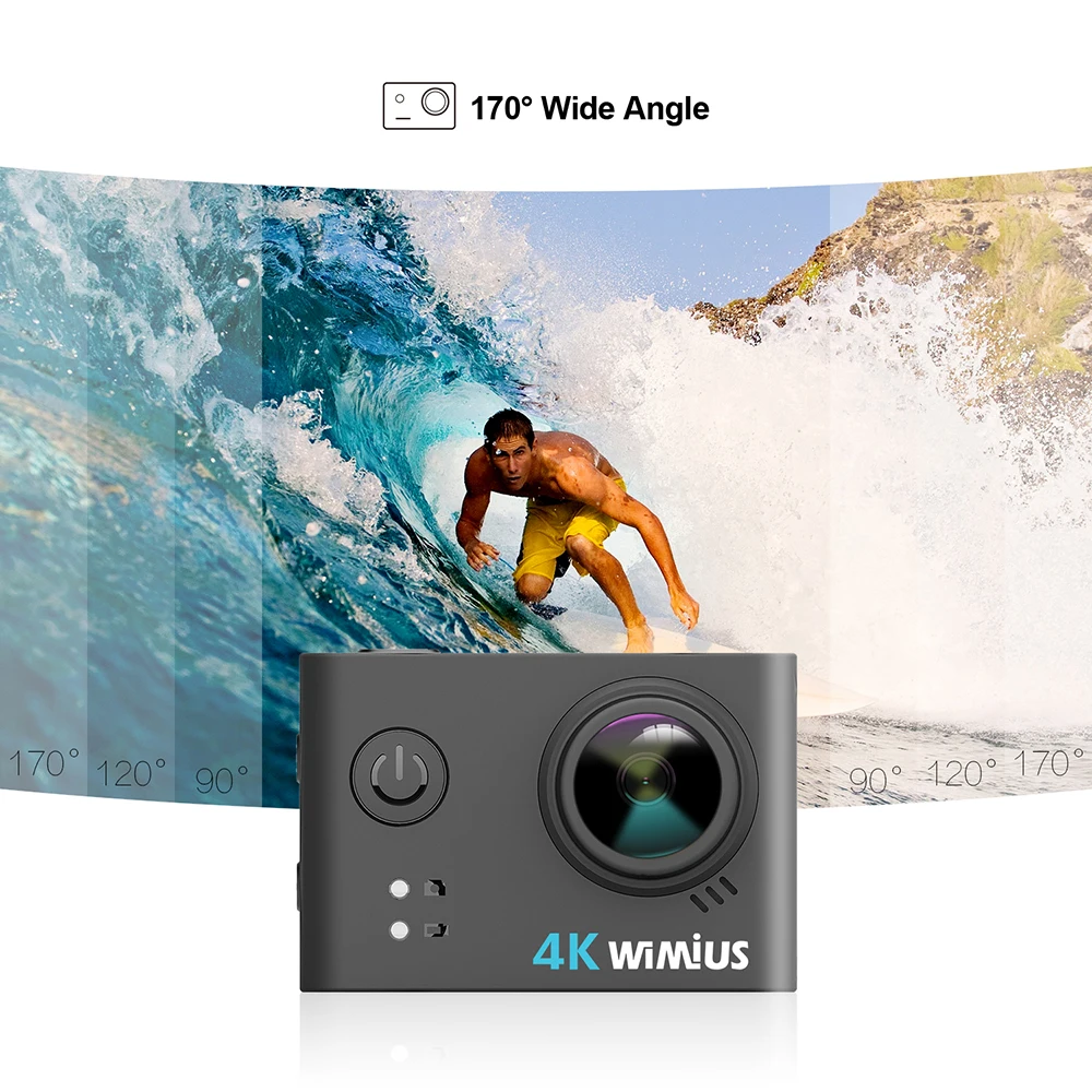 WIMIUS L2 Ultra HD Sports Action Camera 4K/24fps 16MP Video Recording Cam 170D 2.0" Touch Screen Helmet Riding DV Cameras