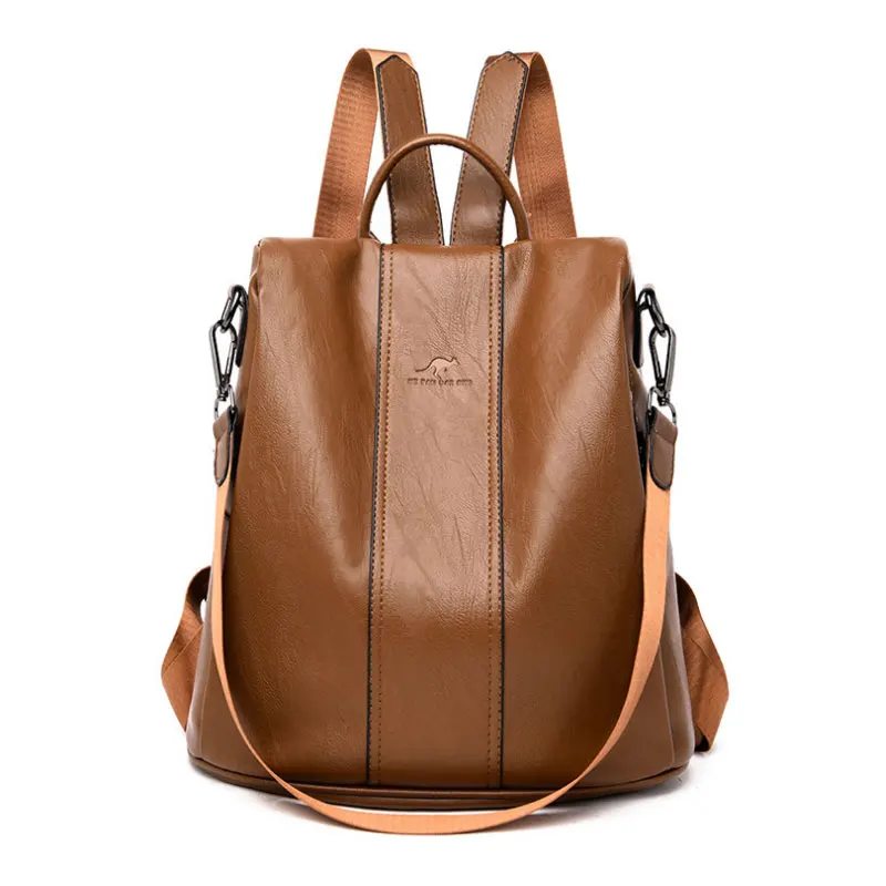 

Women's Bag Leather New Fashion Backpack Outdoor Large Capacity Bag Single Shoulder Bag Student Backpack Anti Theft Travel Bag