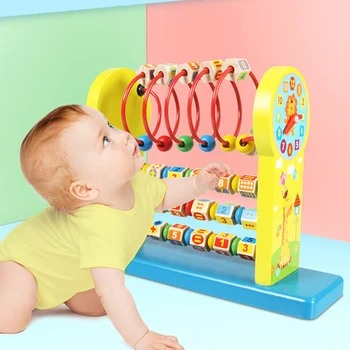 

Kids Wooden Toys Multifunction Animal Wood Cartoon Color Bead Computing Rack Baby Early Education Toys Math Toys Gifts