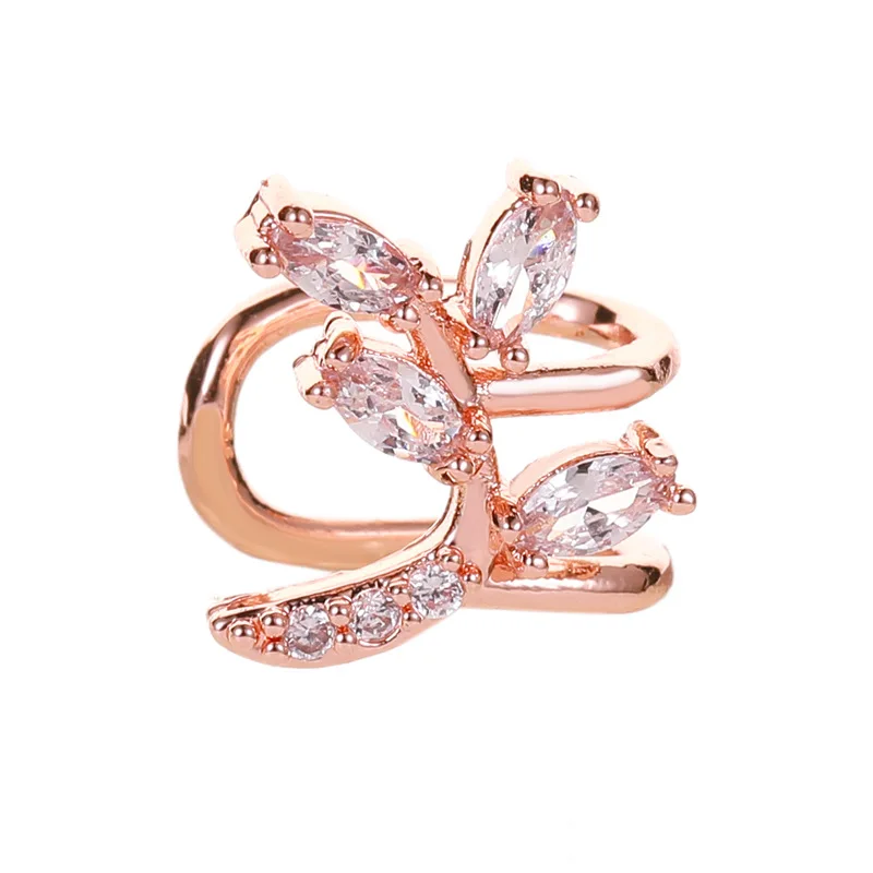 2020 Fashion Vintage Clip on Earrings Crystal Leaf Ear Cuff Non Pierced Earrings Ring New Fashion Women Earrings Earcuff Jewelry