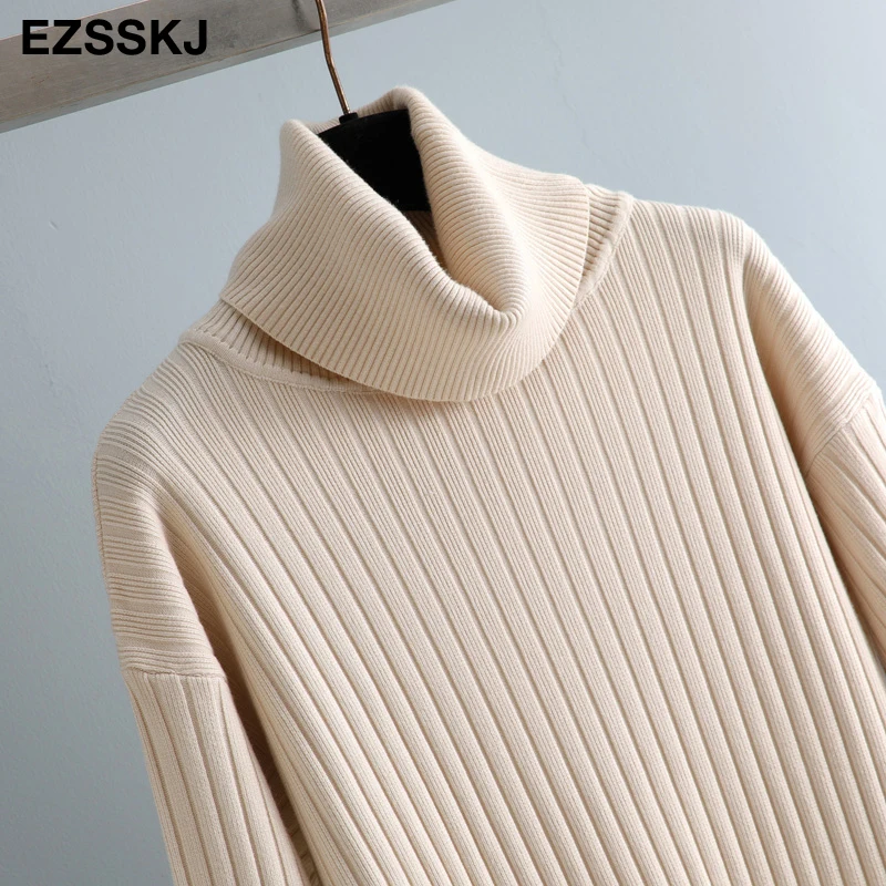 Autumn Winter Long highneck straight sweater Dress Women Casual oversize Sweater Dresses maix THICK basic Knit Dress t shirt dress