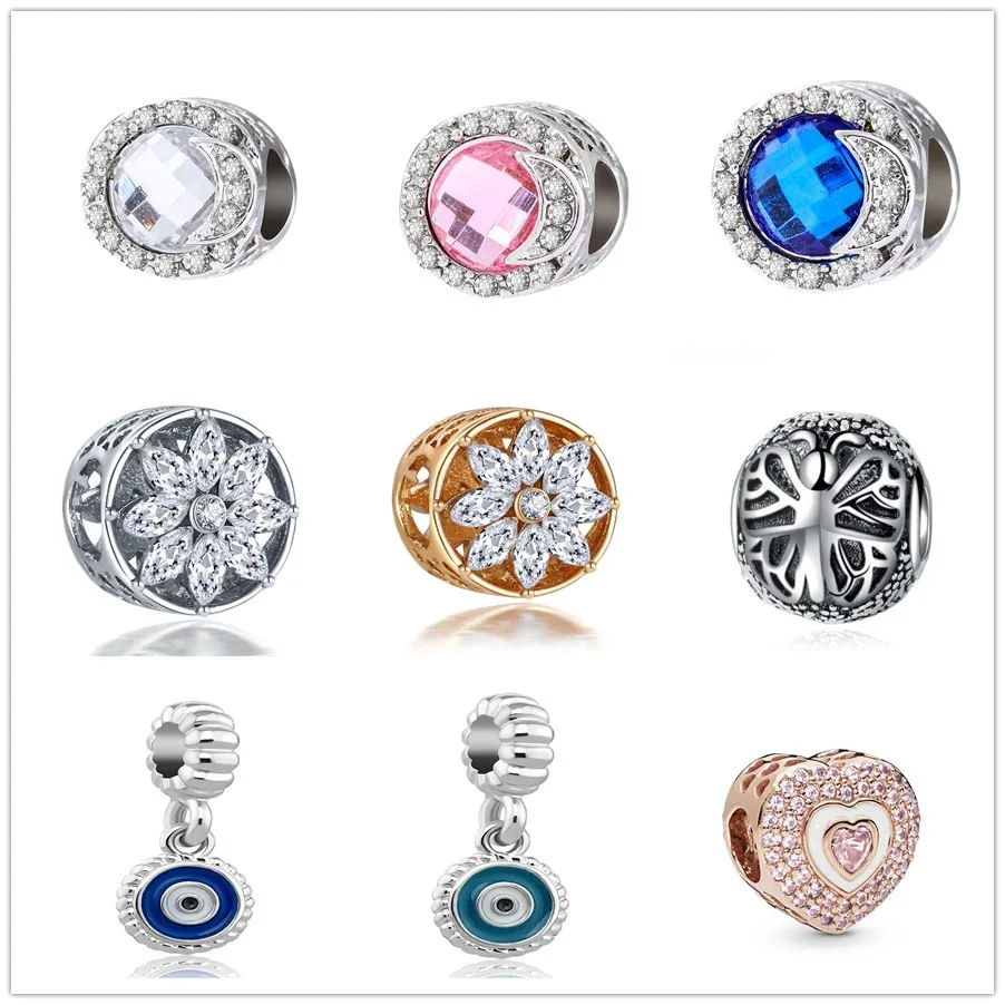 Сердце Бабочка сглаз Луна и звезда Шарм-подвеска из страз Бусины Fit Pandora женские