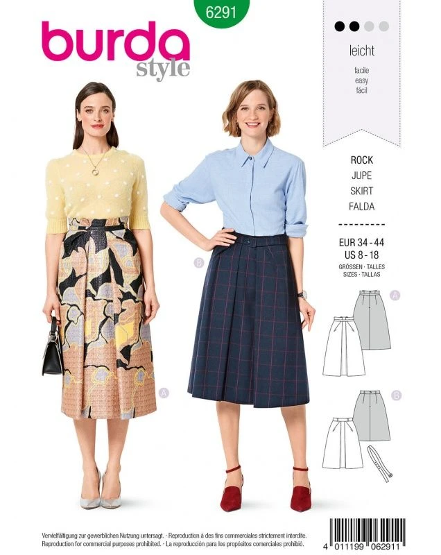 Burda faldas patrón para mujer, 6291|Patrones costura| - AliExpress