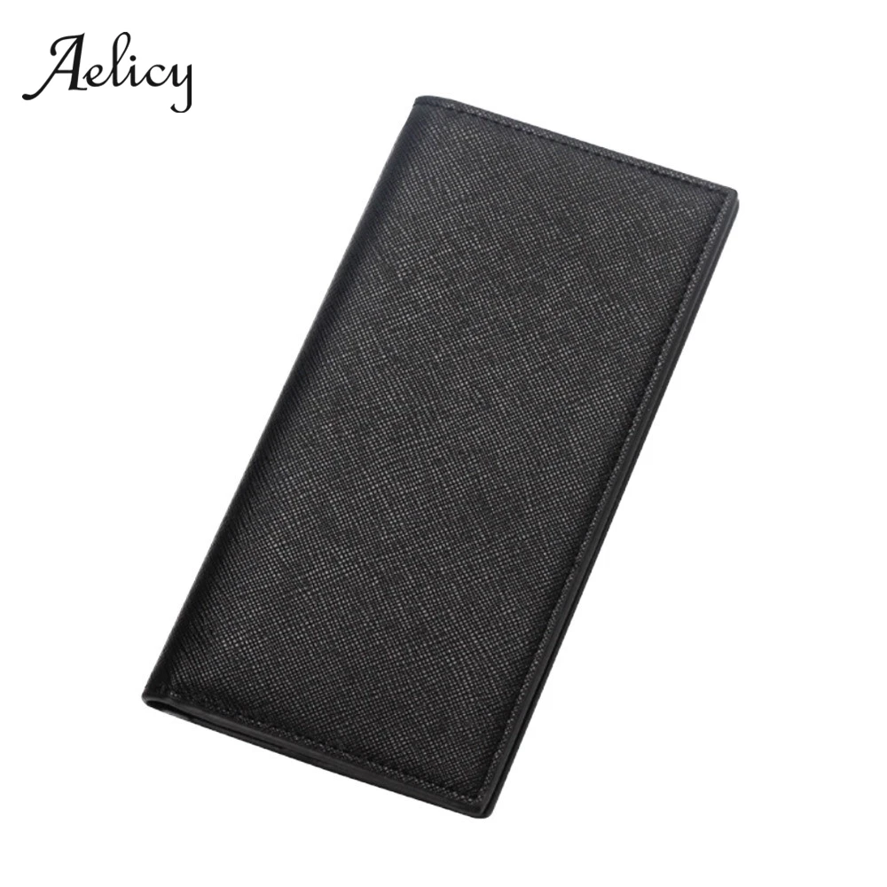 

Aelicy Men's Wallets Vintage Long Wallet Soft Leather Wallet Men Slim Purse Card Case Cash Holder carteira feminina