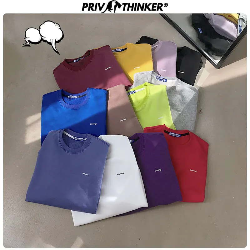 Privathink Harajuku однотонные женские толстовки с длинным рукавом осенние хлопковые толстовки с буквенным принтом Женский Повседневный пуловер