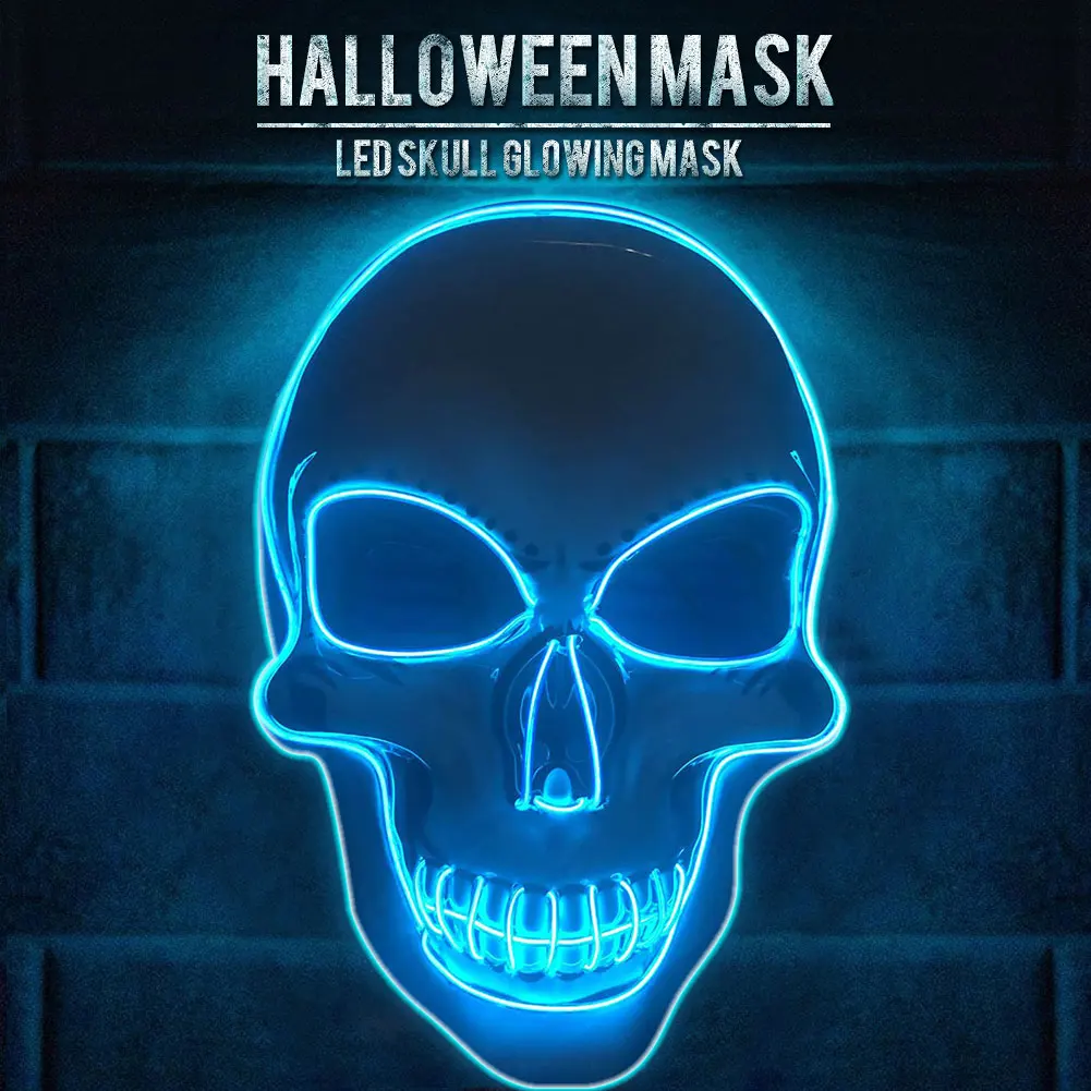 20 цветов Хэллоуин светодиодный DJ маска вечерние светящиеся маски Светящиеся в темноте страшные Маскарадные Маски фестиваль череп тушь для ресниц маски с подсветкой