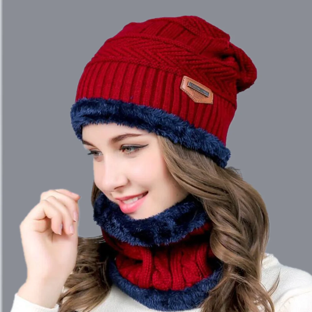 

Hot Balaclava Knitted Hat Scarf Cap Neck Warmer Winter Hats For Men Women Skullies Beanies Super Warm Fleece Mask