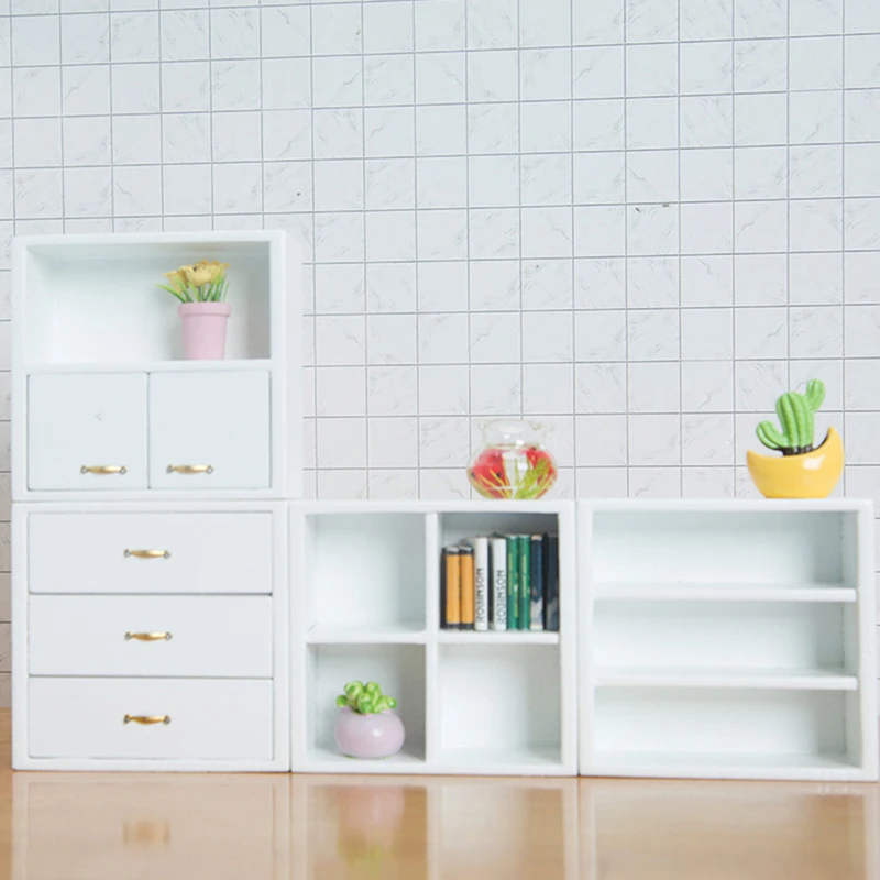 

1 set Dollhouse Simulation Furniture Shelving bookcase Combined cabinet display cabinet dollhouse furniture decoration