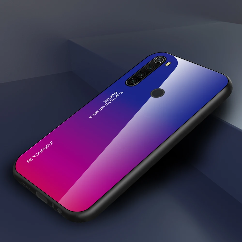 Для xiaomi redmi note 8T чехол из твердого закаленного стекла Модный градиентный защитный чехол на заднюю панель для xiaomi redmi note 8T оболочка