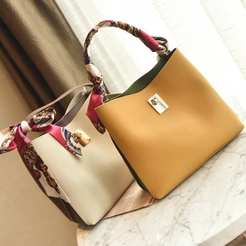

Women's Bag PU leather waterproof silk scarf accessories trendy fashion one shoulder diagonal bags stitching color simple casual