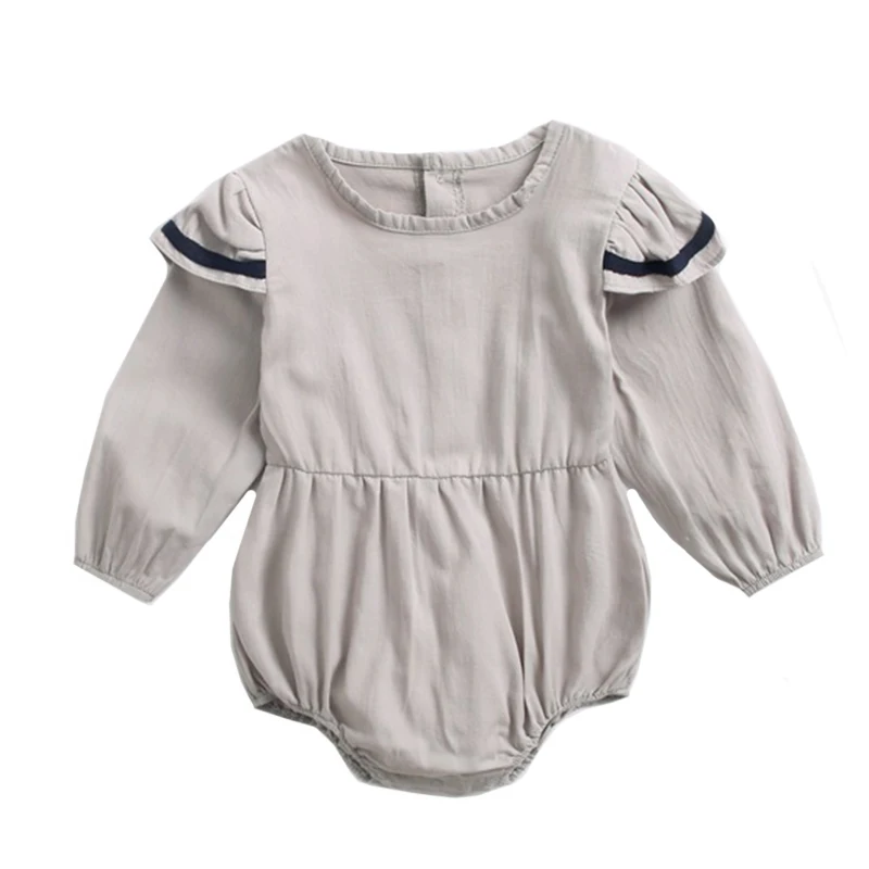 gray BRW8157 Комбинезон для маленьких девочек; модная одежда для новорожденных; сезон весна-осень; винтажные хлопковые боди принцессы с цветочным рисунком; детская одежда; боди для маленьких девочек - Цвет: gray BRW8157
