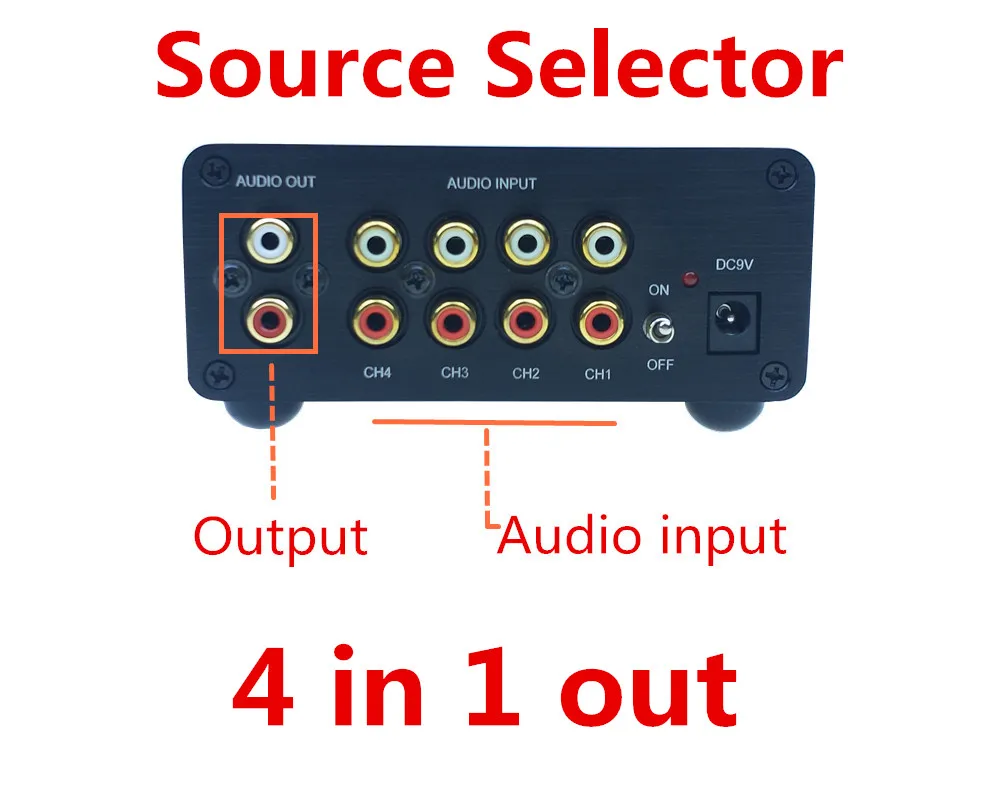 Сплиттер сигнала 4 в 1 выход аудио rca разъем селектор сигнала Реле источник селектор HIFI вход rca кабель переключатель schalter boX