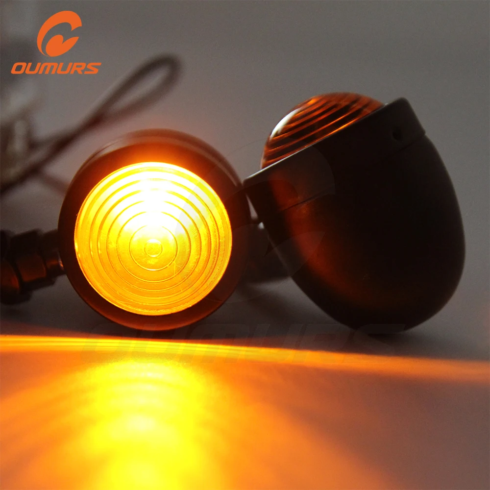 

OUMURS 1 Pair Motorcycle Turn Signal Indicator Lights Front Tail Amber Motorbike Blinker Driving 12v lamp Bullet Black