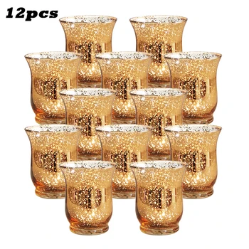 

12pcs Golden Shinning Wind-proof Candle Cup Candlesticks Holder Home Bar Decoration