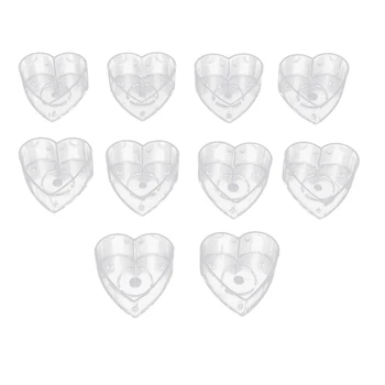 

10x Heart Shaped Plastic Clear Tealight Cup Candle Wax Container Candle Mold