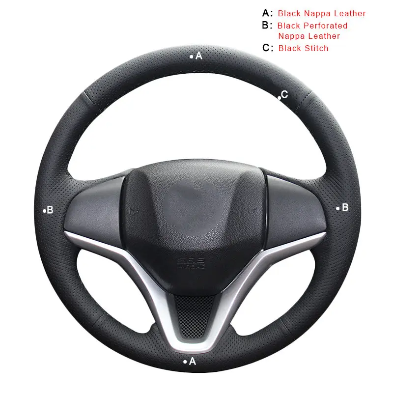 Top Layer Leather Авто оплетка на руле Крышка для Honda Fit- город- Джаз- HR-V HRV- DIY автомобильные чехлы - Название цвета: Top Layer Leather