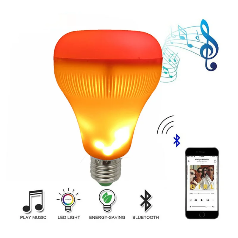 

Bluetooth Speaker Flame Lamp DJ Disco Lamp Colorful Rotating LED Bulb Stage Lamp Professional Audio Equipment Decorative Llamp