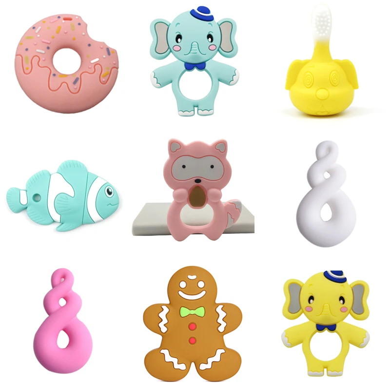 

1Pc New Animal Model Baby Silicone Teether BPA Free Food Grade Silicone Bead DIY Pacifier ChainTeething Necklace Accessories Toy